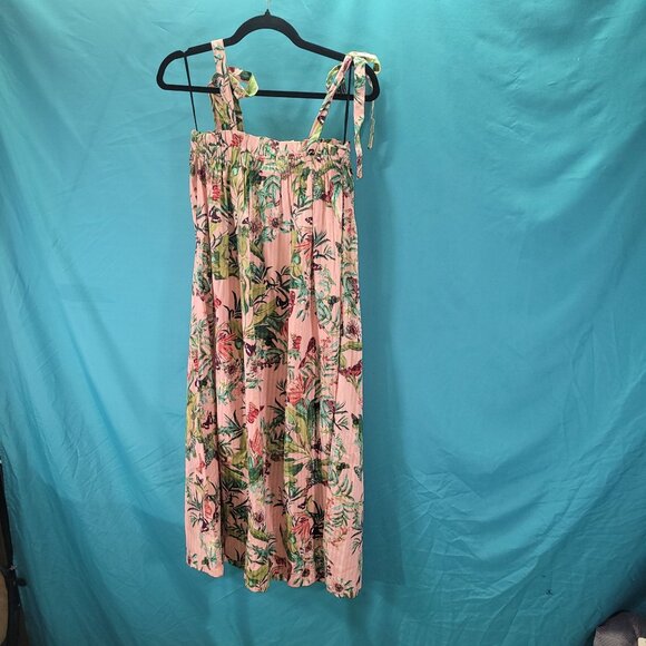 H&M Floral Tropical Print Midi Dress With Adjustable Straps Size S 100% Cotton W - Picture 6 of 9